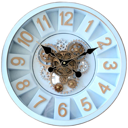 Decorative clock with visible mechanism